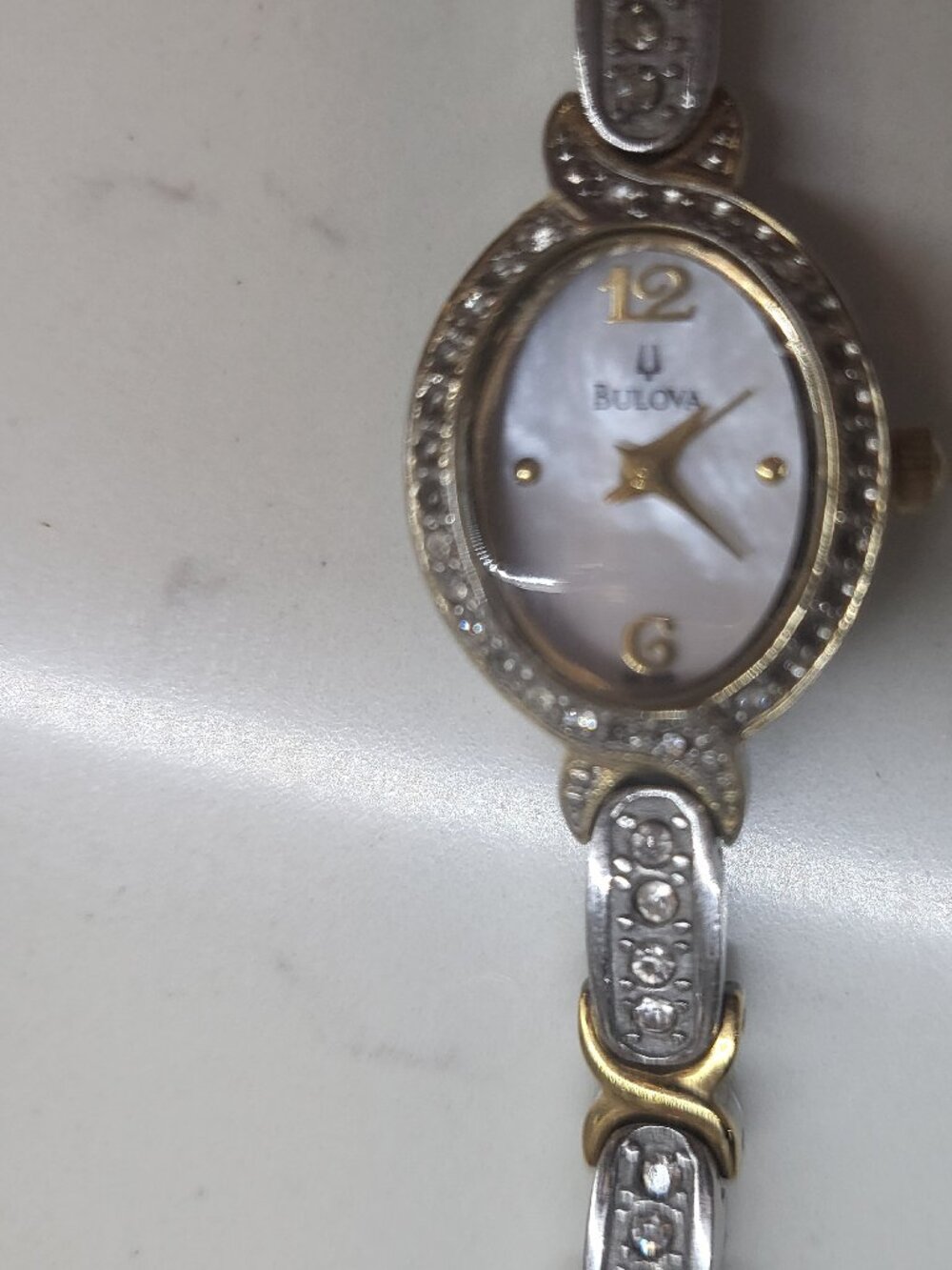 Bulova Crystal 17mm White Mother-of-Pearl Dial Women's Quartz Watch